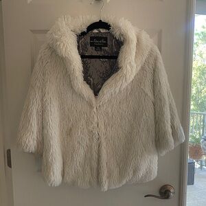 Torrid White Faux Fur Jacket with Hoodie